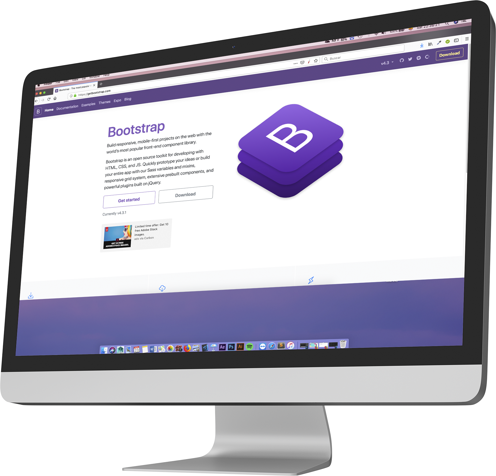 Desktop mostrando Página de bootstrap