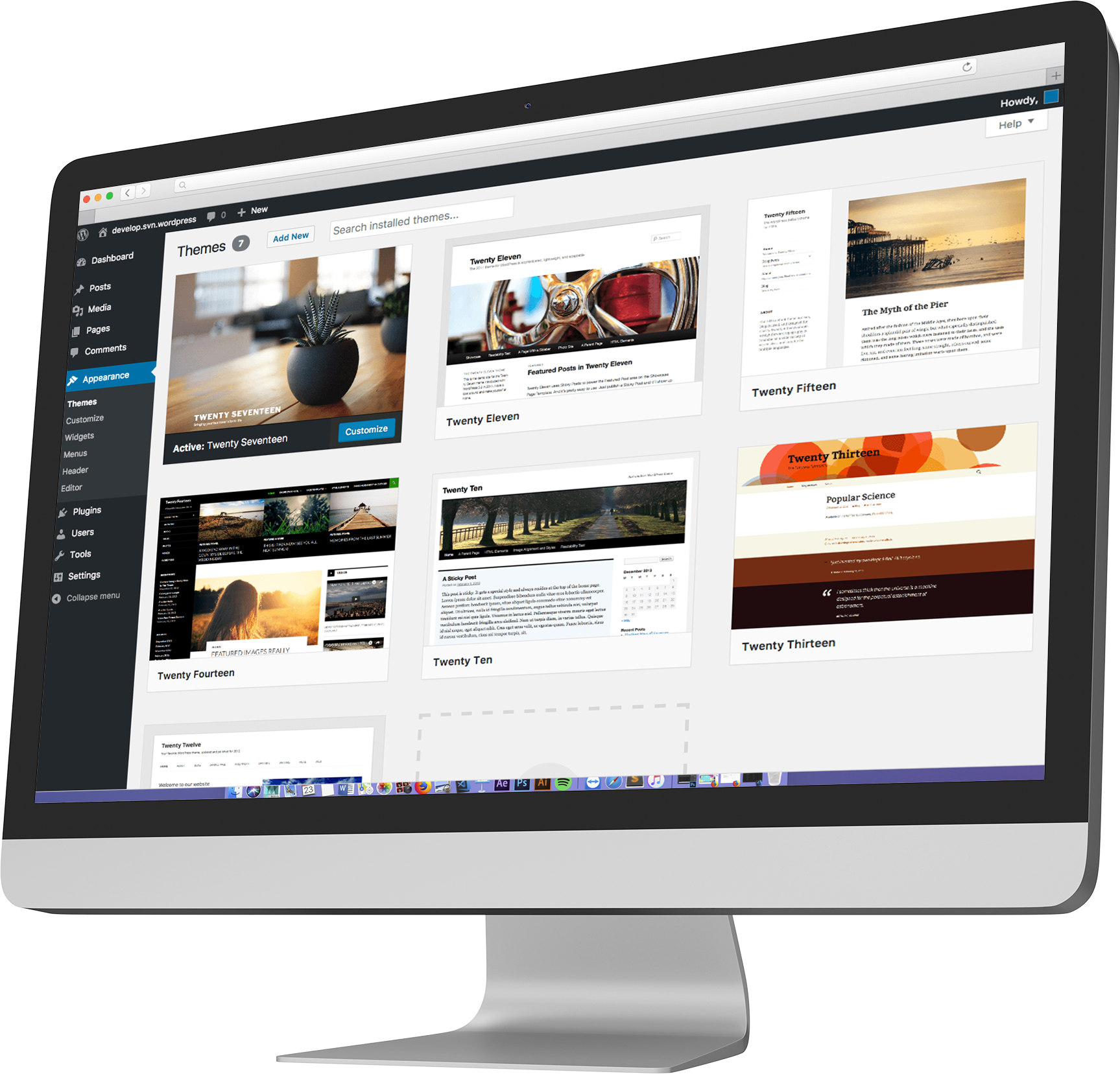 Desktop mostrando gestor de contenidos WordPress